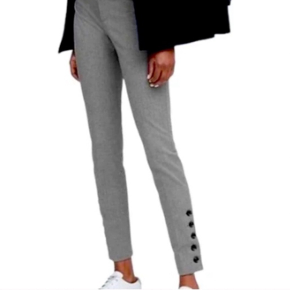 Banana Republic Sloan Gray Herringbone Button Hem Skinny Ankle Pants
